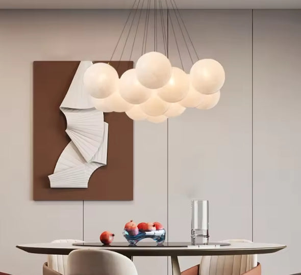 Glass Chandelier Modern Pearl Ball LED Hanging Pendant Lights for Home