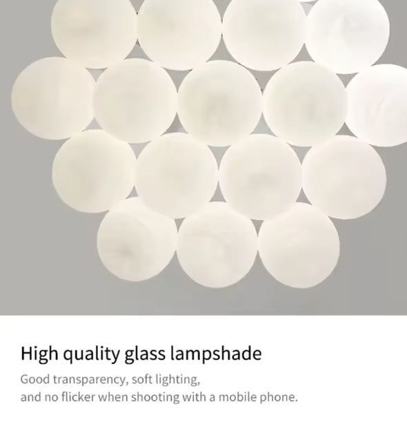 Glass Chandelier Modern Pearl Ball LED Hanging Pendant Lights for Home
