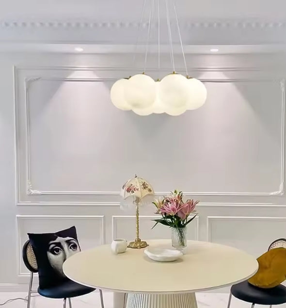 Glass Chandelier Modern Pearl Ball LED Hanging Pendant Lights for Home