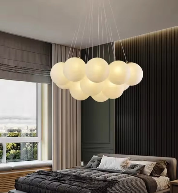 Glass Chandelier Modern Pearl Ball LED Hanging Pendant Lights for Home