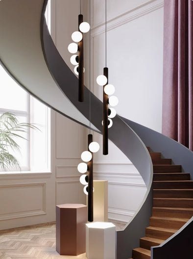 Modern Glass Chandelier Bubble Ball LED Hanging Pendant Lights for Staircase