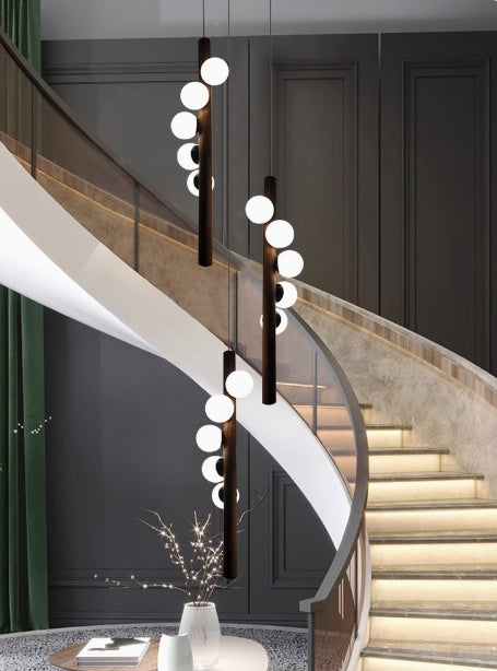 Modern Glass Chandelier Bubble Ball LED Hanging Pendant Lights for Staircase
