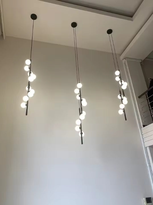 Modern Glass Chandelier Bubble Ball LED Hanging Pendant Lights for Staircase