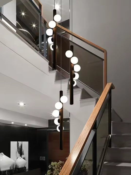 Modern Glass Chandelier Bubble Ball LED Hanging Pendant Lights for Staircase