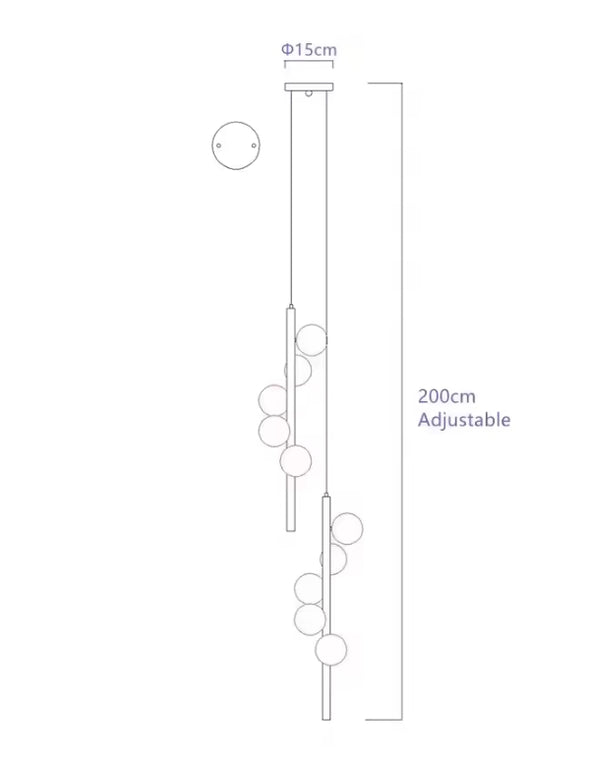 Modern Glass Chandelier Bubble Ball LED Hanging Pendant Lights for Staircase
