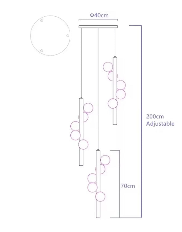 Modern Glass Chandelier Bubble Ball LED Hanging Pendant Lights for Staircase