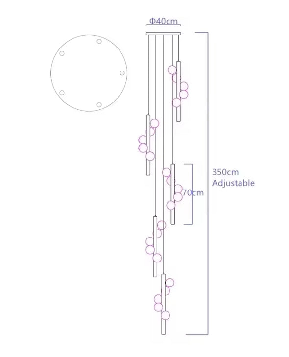 Modern Glass Chandelier Bubble Ball LED Hanging Pendant Lights for Staircase