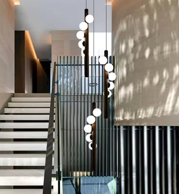 Modern Glass Chandelier Bubble Ball LED Hanging Pendant Lights for Staircase