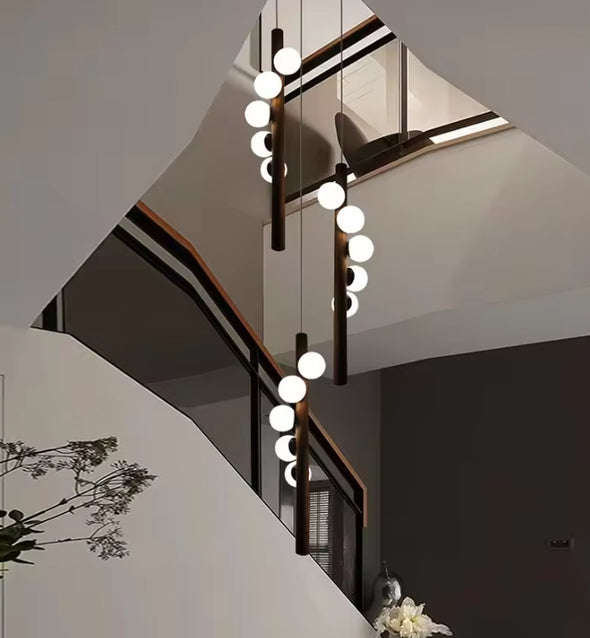 Modern Glass Chandelier Bubble Ball LED Hanging Pendant Lights for Staircase