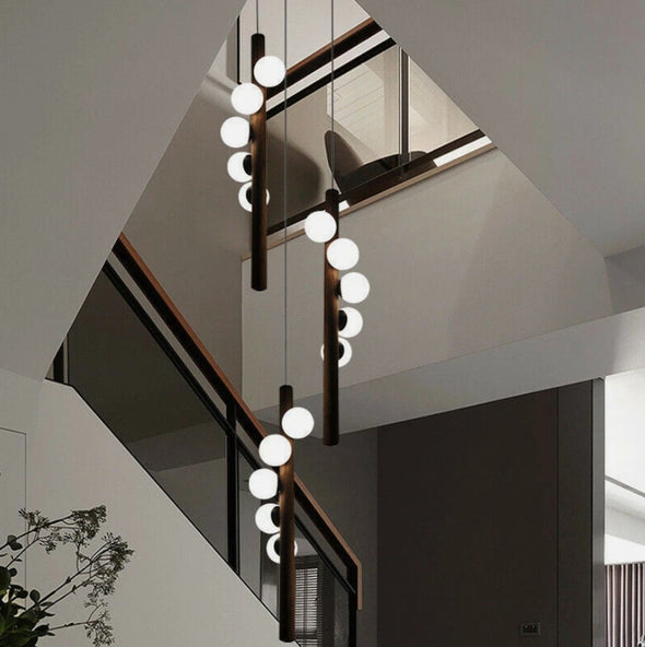 Modern Glass Chandelier Bubble Ball LED Hanging Pendant Lights for Staircase