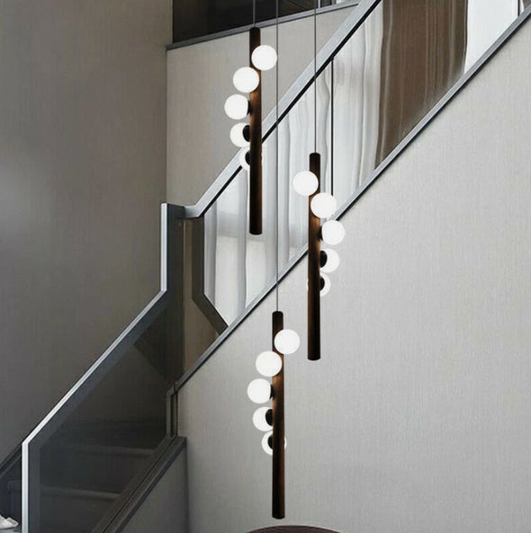 Modern Glass Chandelier Bubble Ball LED Hanging Pendant Lights for Staircase