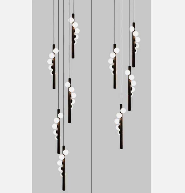 Modern Glass Chandelier Bubble Ball LED Hanging Pendant Lights for Staircase