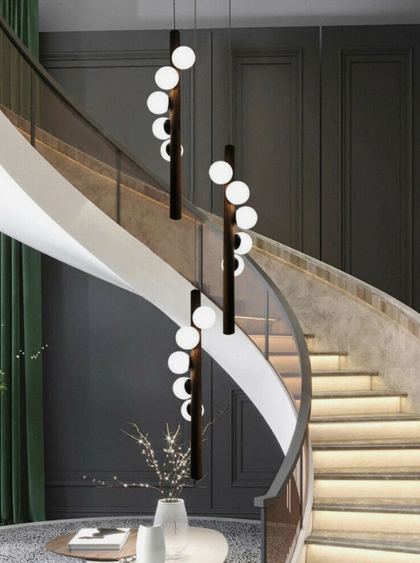 Modern Glass Chandelier Bubble Ball LED Hanging Pendant Lights for Staircase
