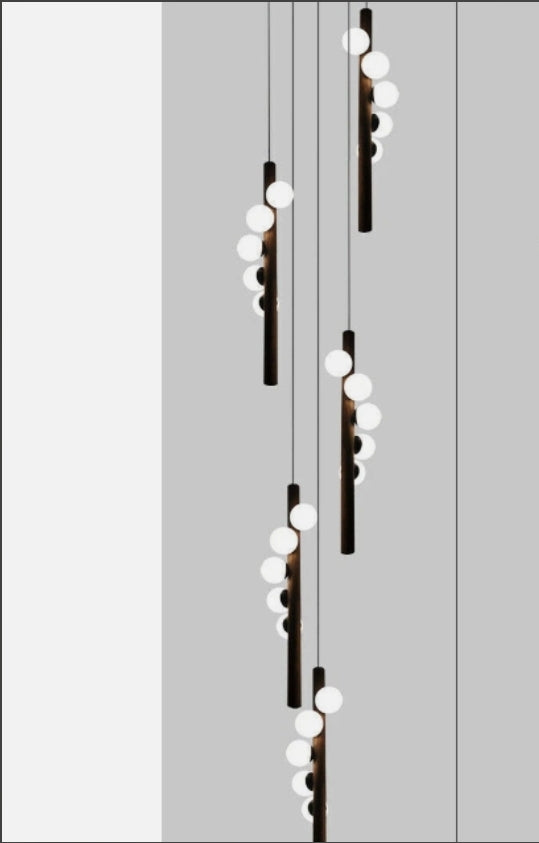 Modern Glass Chandelier Bubble Ball LED Hanging Pendant Lights for Staircase