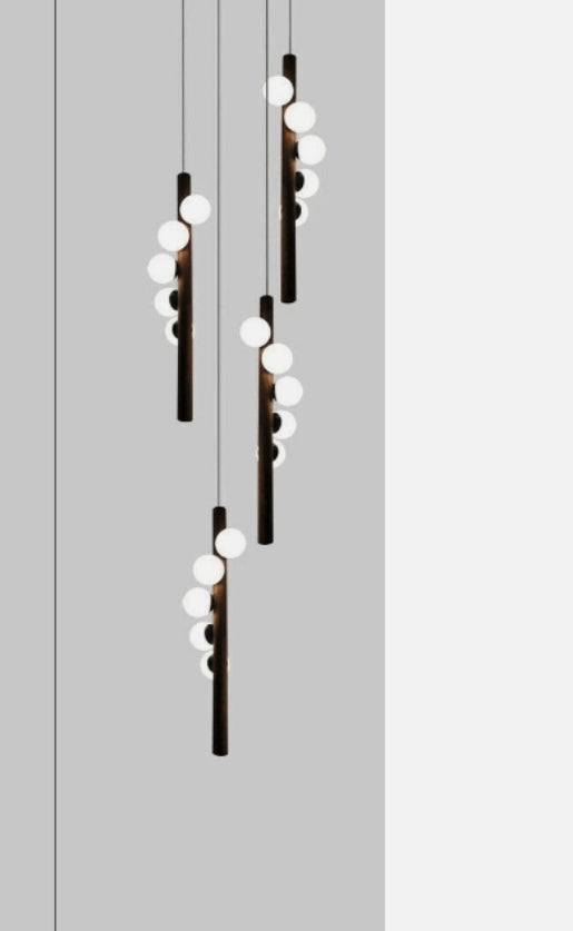 Modern Glass Chandelier Bubble Ball LED Hanging Pendant Lights for Staircase