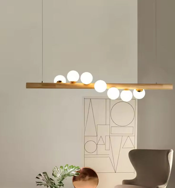 Glass Chandelier Modern Pearl Ball LED Hanging Pendant Lights for Staircase Home