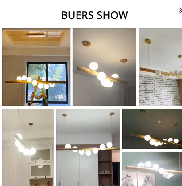 Glass Chandelier Modern Pearl Ball LED Hanging Pendant Lights for Staircase Home