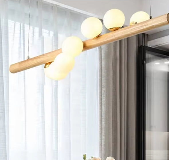Glass Chandelier Modern Pearl Ball LED Hanging Pendant Lights for Staircase Home