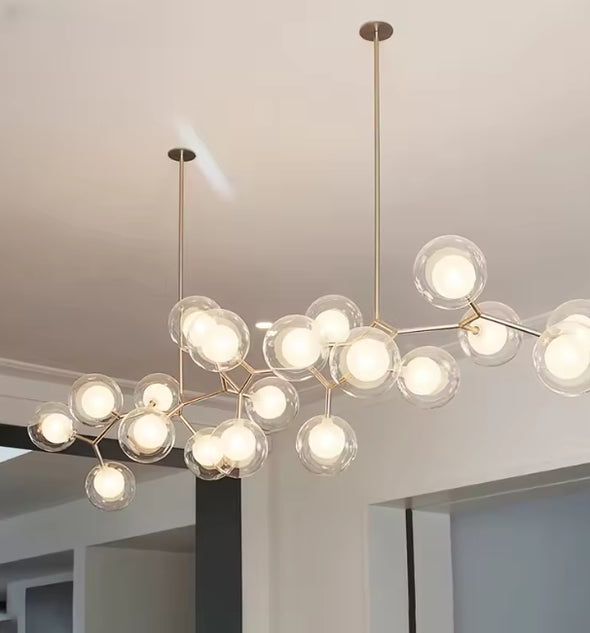 Modern Glass Ball Chandelier Led Hanging Pendant Lights with Bulbs for Staircase