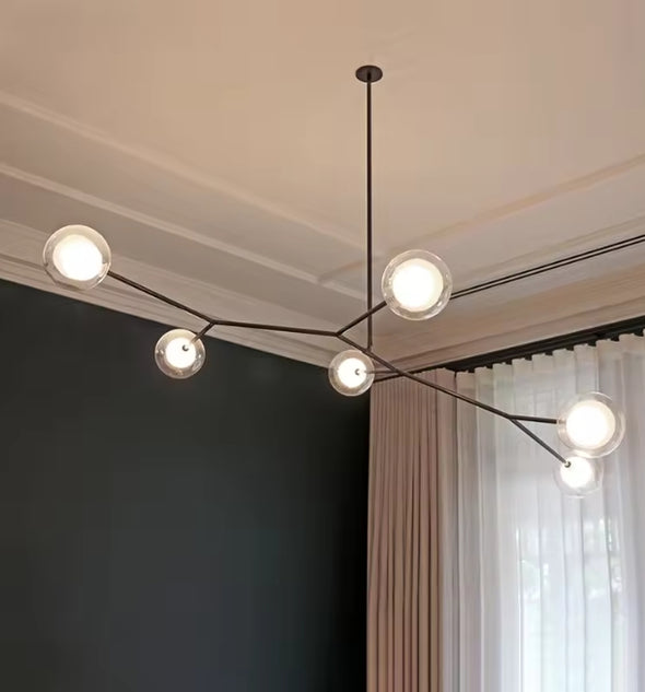 Modern Glass Ball Chandelier Led Hanging Pendant Lights with Bulbs for Staircase