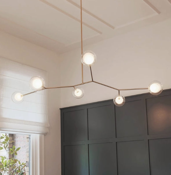 Modern Glass Ball Chandelier Led Hanging Pendant Lights with Bulbs for Staircase