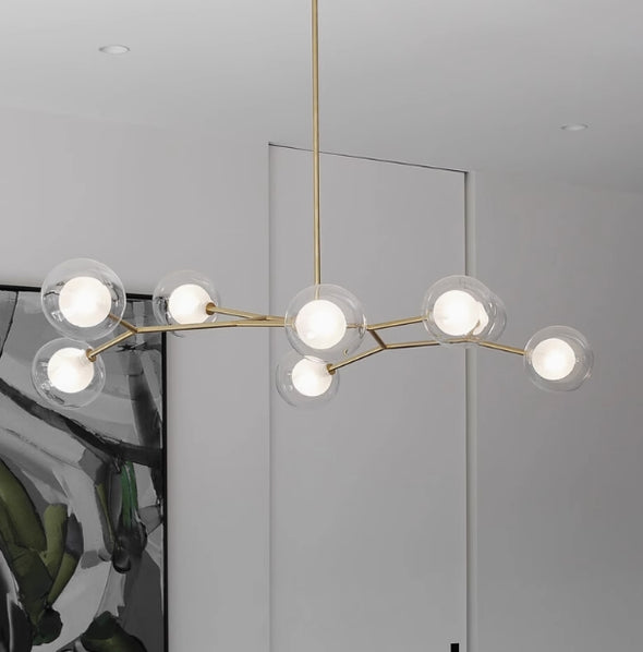 Modern Glass Ball Chandelier Led Hanging Pendant Lights with Bulbs for Staircase