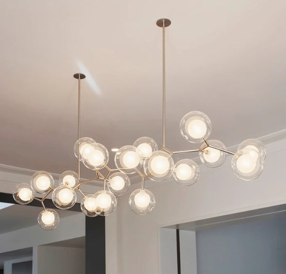 Modern Glass Ball Chandelier Led Hanging Pendant Lights with Bulbs for Staircase