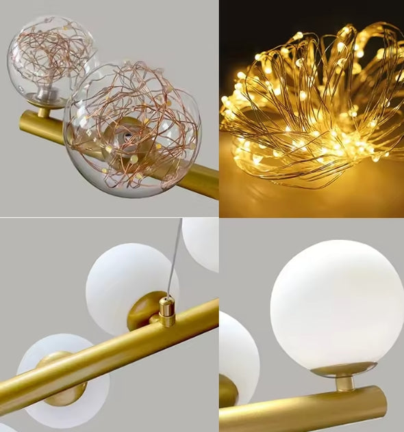 Modern Glass Chandelier Pearl Ball Led Hanging Pendant Lights for Staircase Home