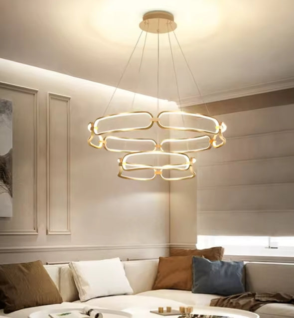 Modern Nordic Crystal Metal Chandelier Ceiling Light LED Hanging Lamp Pendant