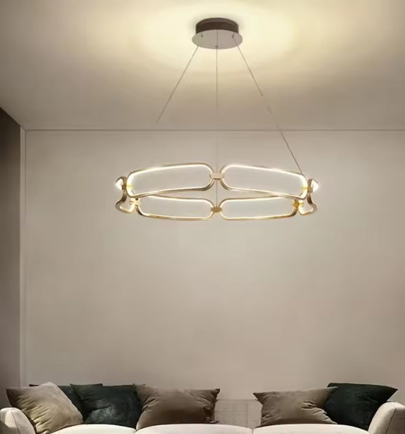 Modern Nordic Crystal Metal Chandelier Ceiling Light LED Hanging Lamp Pendant