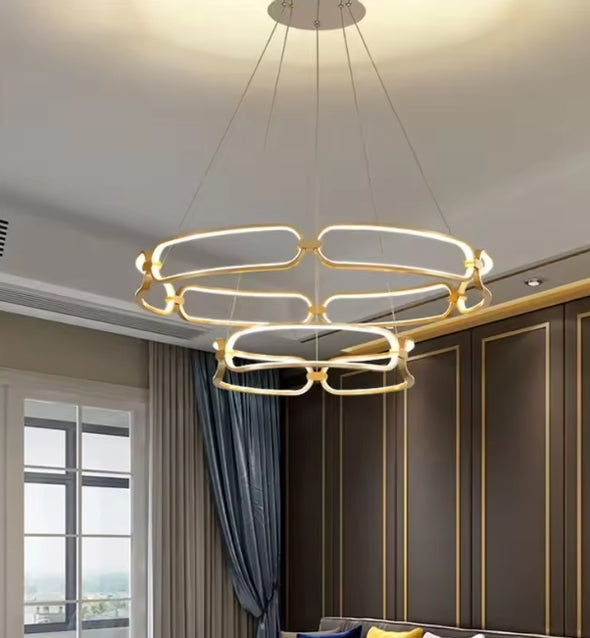 Modern Nordic Crystal Metal Chandelier Ceiling Light LED Hanging Lamp Pendant