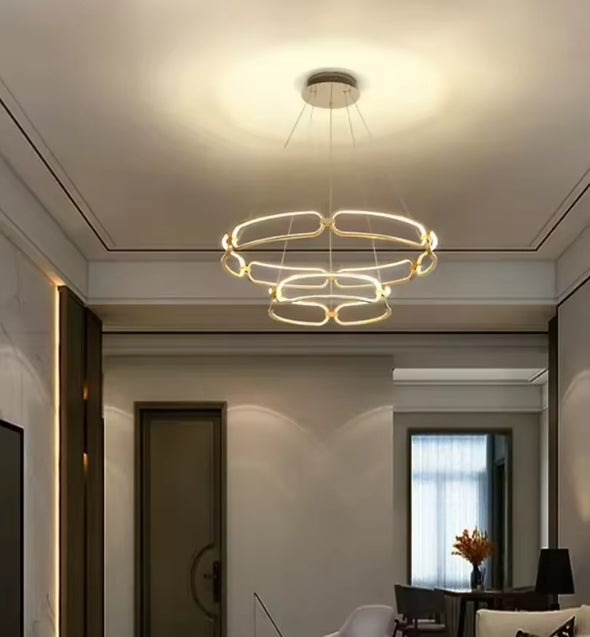 Modern Nordic Crystal Metal Chandelier Ceiling Light LED Hanging Lamp Pendant