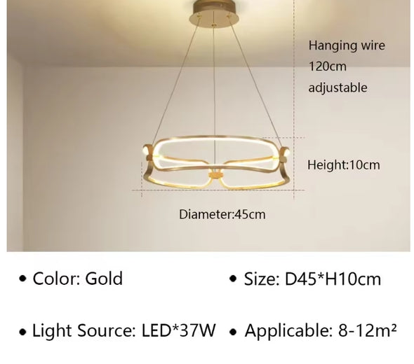 Modern Nordic Crystal Metal Chandelier Ceiling Light LED Hanging Lamp Pendant