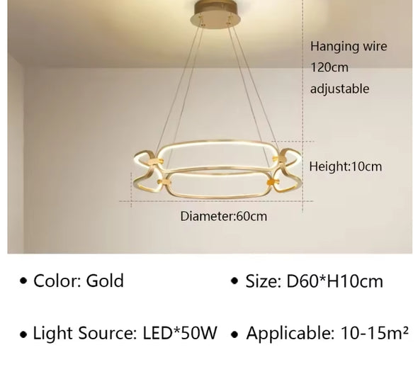 Modern Nordic Crystal Metal Chandelier Ceiling Light LED Hanging Lamp Pendant
