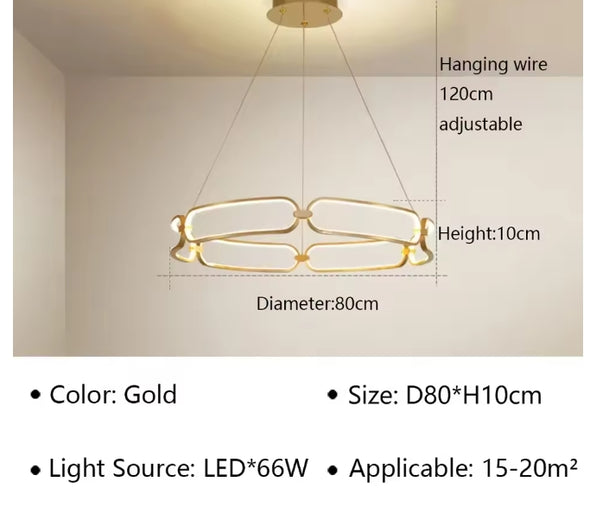 Modern Nordic Crystal Metal Chandelier Ceiling Light LED Hanging Lamp Pendant