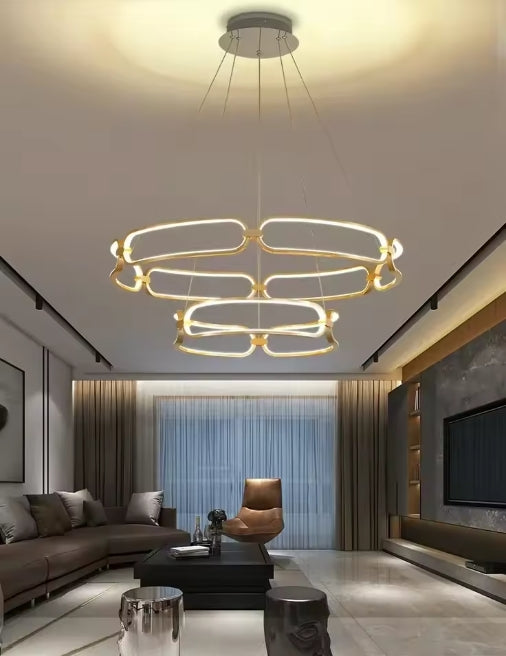 Modern Nordic Crystal Metal Chandelier Ceiling Light LED Hanging Lamp Pendant