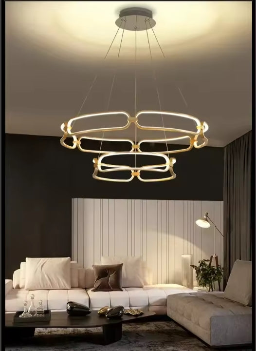 Modern Nordic Crystal Metal Chandelier Ceiling Light LED Hanging Lamp Pendant