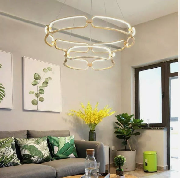 Modern Nordic Crystal Metal Chandelier Ceiling Light LED Hanging Lamp Pendant