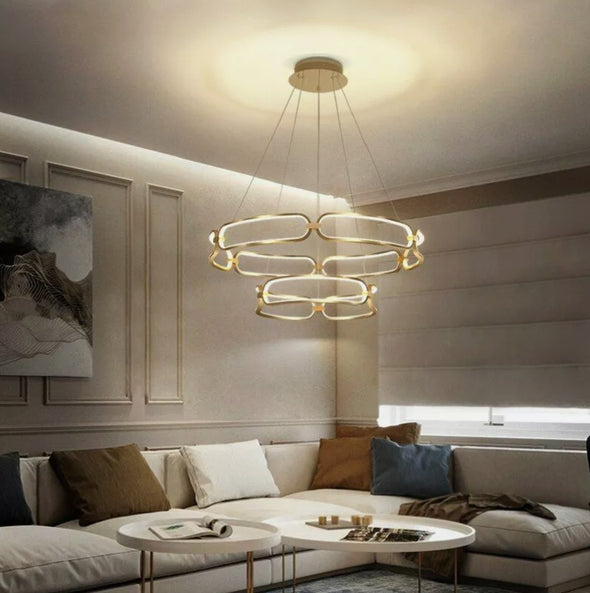 Modern Nordic Crystal Metal Chandelier Ceiling Light LED Hanging Lamp Pendant