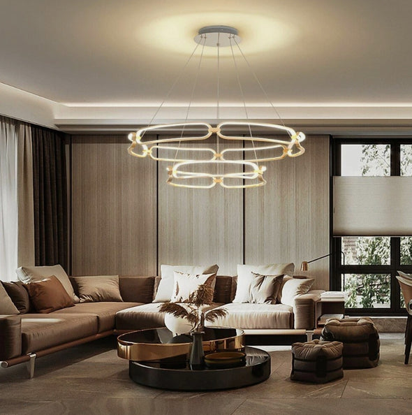 Modern Nordic Crystal Metal Chandelier Ceiling Light LED Hanging Lamp Pendant