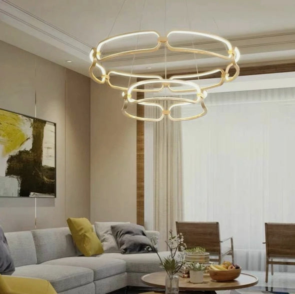 Modern Nordic Crystal Metal Chandelier Ceiling Light LED Hanging Lamp Pendant