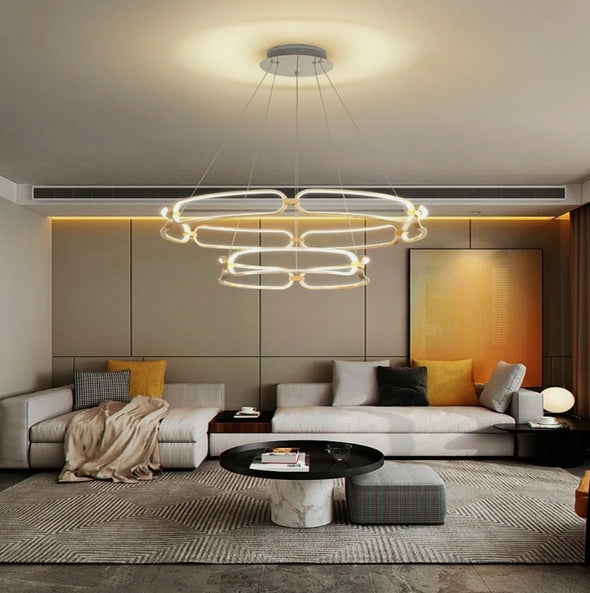 Modern Nordic Crystal Metal Chandelier Ceiling Light LED Hanging Lamp Pendant