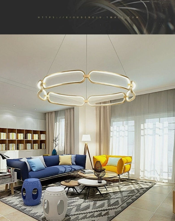 Modern Nordic Crystal Metal Chandelier Ceiling Light LED Hanging Lamp Pendant
