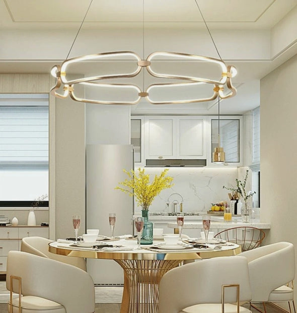 Modern Nordic Crystal Metal Chandelier Ceiling Light LED Hanging Lamp Pendant