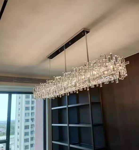 Modern Nordic Crystal Chandelier Square Ceiling Light LED Hanging Lamp Pendant