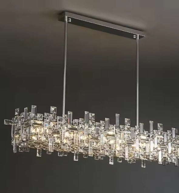 Modern Nordic Crystal Chandelier Square Ceiling Light LED Hanging Lamp Pendant