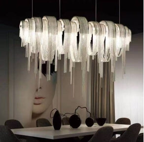 Modern Crystal Chandelier Round Metal LED Hanging Pendant Lights for Staircase
