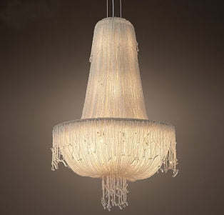 Modern Crystal Chandelier Raindrop Metal LED Hanging Pendant Light for Staircase