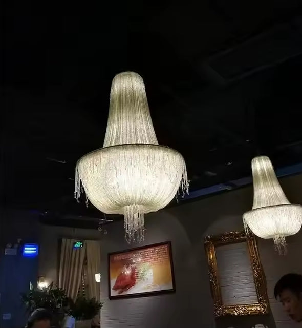 Modern Crystal Chandelier Raindrop Metal LED Hanging Pendant Light for Staircase