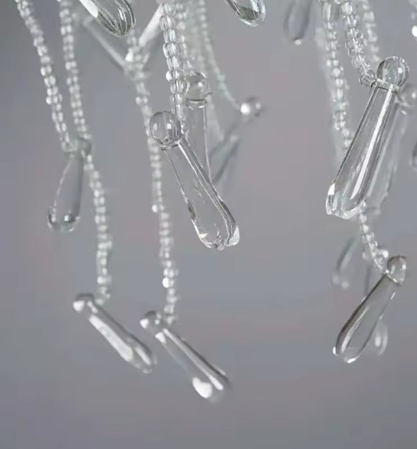 Modern Crystal Chandelier Raindrop Metal LED Hanging Pendant Light for Staircase
